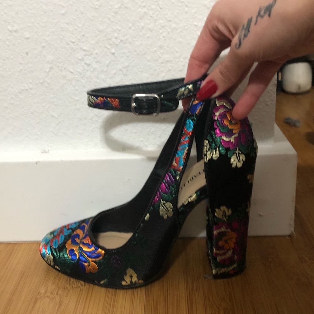 Floral block heels